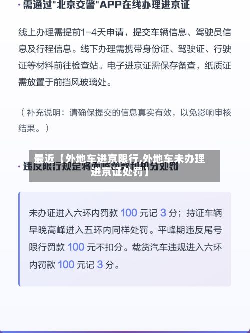 最近【外地车进京限行,外地车未办理进京证处罚】-第3张图片