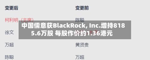 中国儒意获BlackRock, Inc.增持8185.6万股 每股作价约1.36港元-第1张图片