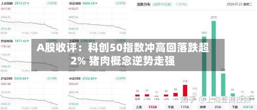 A股收评：科创50指数冲高回落跌超2% 猪肉概念逆势走强