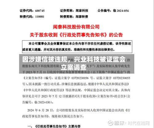 因涉嫌信披违规，兴业科技被证监会立案调查-第2张图片