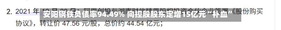 安阳钢铁负债率94.49% 向控股股东定增15亿元“补血”-第2张图片