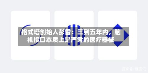 格式塔创始人彭雷：三到五年内，脑机接口本质上是严肃的医疗器械-第2张图片