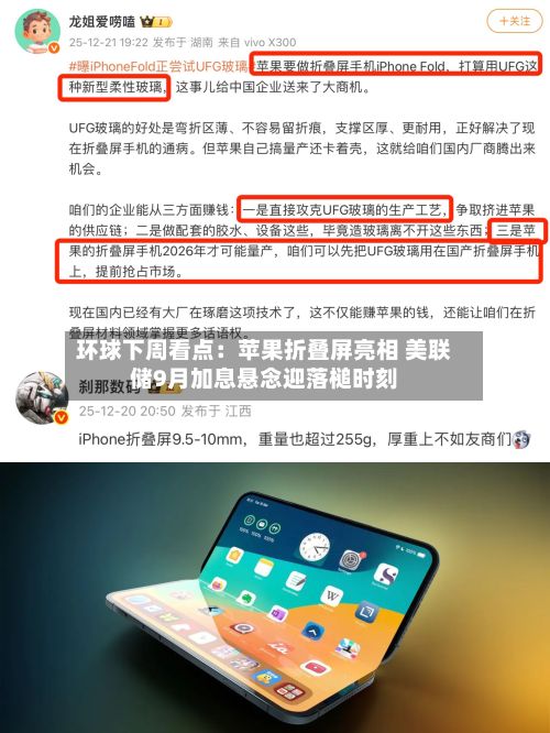 环球下周看点：苹果折叠屏亮相 美联储9月加息悬念迎落槌时刻