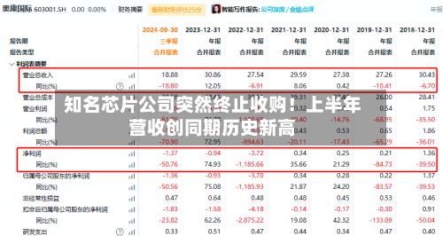 知名芯片公司突然终止收购！上半年营收创同期历史新高