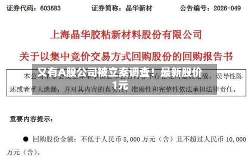 又有A股公司被立案调查！最新股价1元-第2张图片