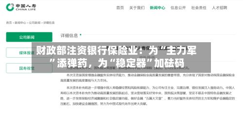 财政部注资银行保险业：为“主力军”添弹药，为“稳定器”加砝码-第3张图片