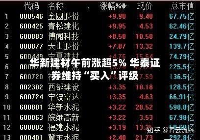 华新建材午前涨超5% 华泰证券维持“买入”评级-第2张图片