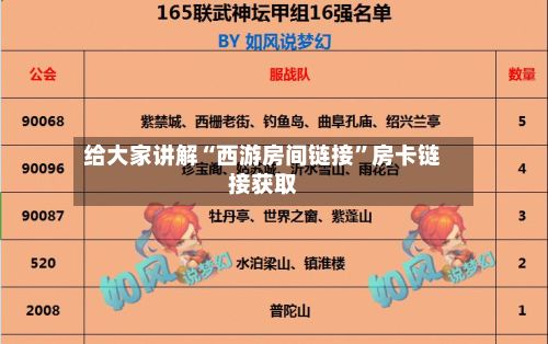 给大家讲解“西游房间链接	”房卡链接获取-第2张图片