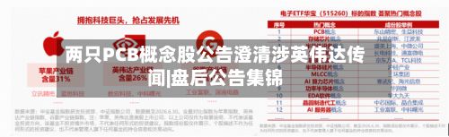 两只PCB概念股公告澄清涉英伟达传闻|盘后公告集锦