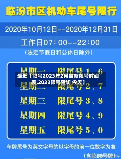 最近【限号2023年2月最新限号时间表,2022限号查询 今天】-第3张图片