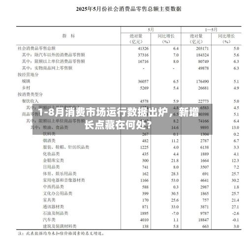 1-8月消费市场运行数据出炉，新增长点藏在何处？