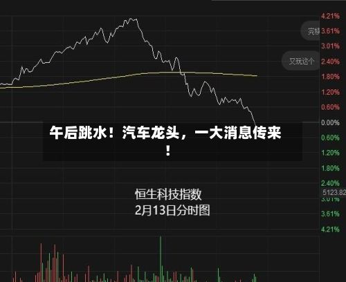 午后跳水！汽车龙头，一大消息传来！