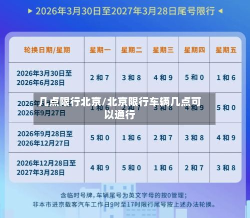 几点限行北京/北京限行车辆几点可以通行