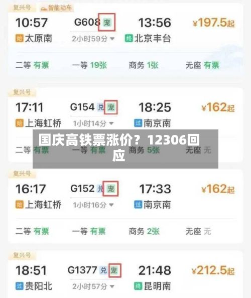 国庆高铁票涨价？12306回应-第2张图片